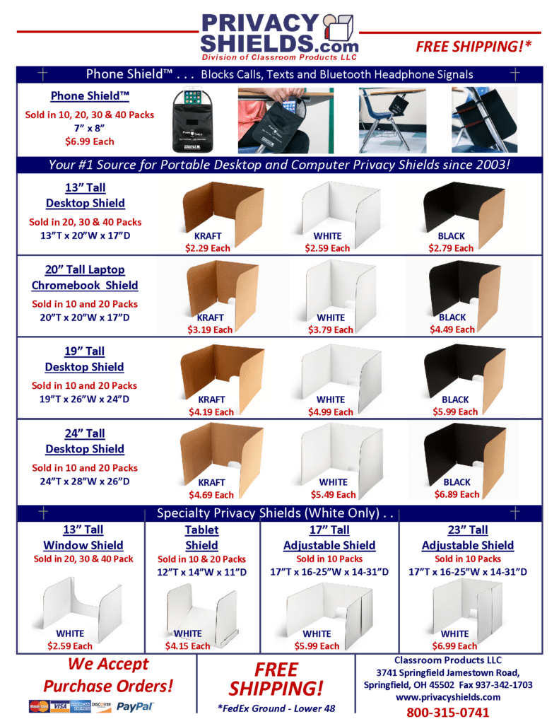 Privacy Shield Buying Guide Chart - We Accept Purchase Orders!